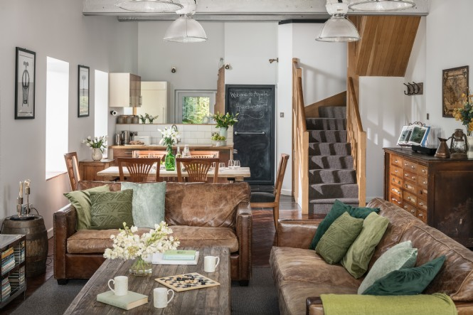 Reading corner with lake view